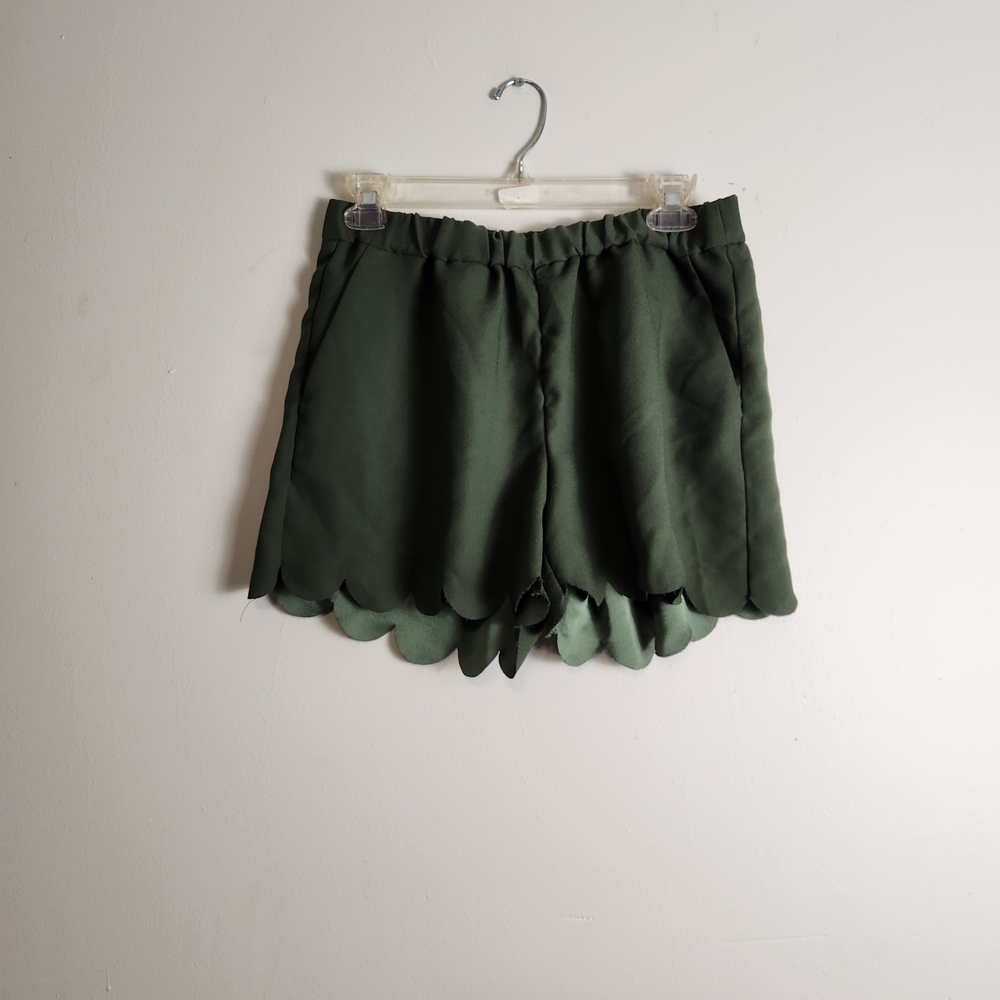 Madewell Medium Green Scalloped Hem Women Shorts